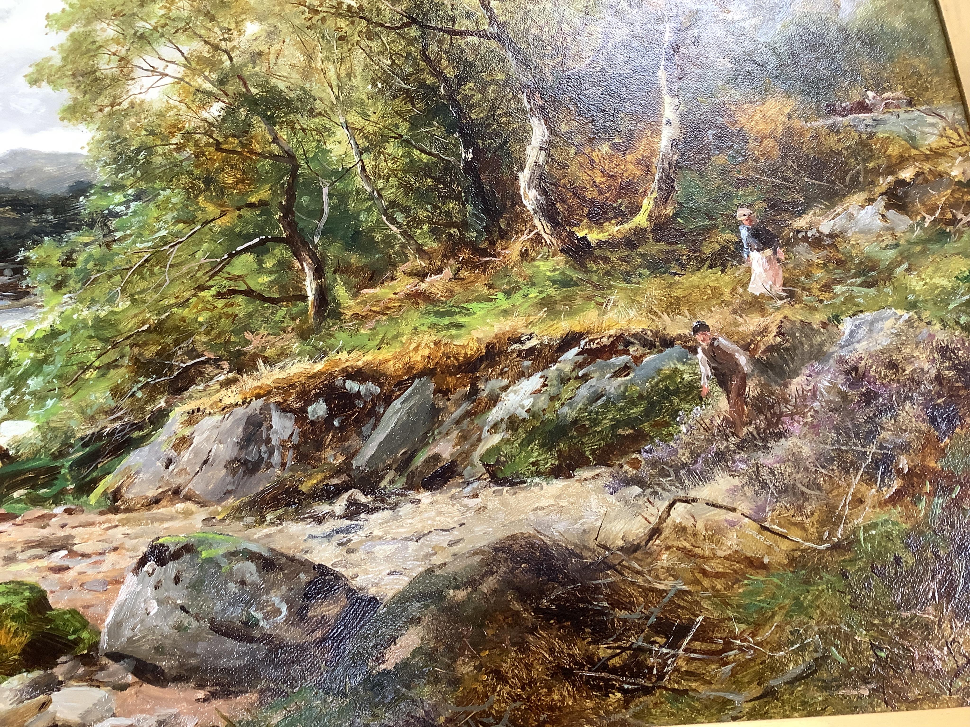 David Bates, 'A Spate on the Lledr', signed and dated 1909, Haynes Fine Art of Broadway, paperwork and label verso, oil on canvas, 45 x 60cm, ornate gilt frame